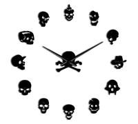 Diverses têtes de mort décoratives DIY autocollant grande horloge murale squelette mort cranium moderne fantaisie cadeau personnalisé bricolage grande horloge murale