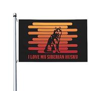 Diversité Drapeau De Jardin 90X150Cm J'Aime Mon Chien Husky Sibérien Drapeau Personnalisé Résistants Aux Intempéries Pirate Drapeaux Pour Décoration D'Intérieur, Terrasse, Cadeau De Noë