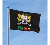 Diversité Pirate Drapeaux Emblème National Bénin Béninois Drapeau Personnalisé L'Intérieur Drapeau De Jardin Pour Décoration D'Intérieur, Jardin, Décoration D'Halloween, 3X5 Ft