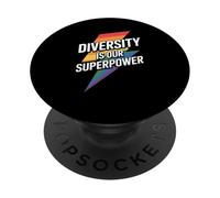 Diversity Is Our Superpower Pride Tee PopSockets PopGrip Adhésif