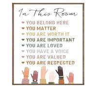 Diversity Posters You Belong Here Canvas Art Boho Classroom Wall Art(Framed,08x12inch(20x30cm))