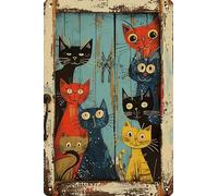 Divertissant panneau rétro en étain de chat vintage, panneau en métal pour décoration murale de bar, poster en métal pour cuisine, pub, club, salon, restaurant, magasin, bureau, 20 x 30 cm