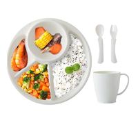 Divided Plate Set - Portioning Plate Set Divided Plates for Adults | Reusable Kids Dividêd Plates | Kitchen Bowls Cutlery for Picnic Thanksgiving Home Camping School Parties Preschool Cafeteria Bbq
