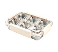 Divided Serving Tray - 6-Compartment Stainless Steel Leakproof Container | Dip Tray with Lid for Brunch Lunch Dinner Thanksgiving Christmas Halloween
