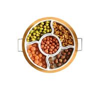 Divided Serving Tray - Fruit Platter Tray For Parties - Removable Round Appetizer Platter With 5 Compartment For Veggie Candy Cracker Chip Cheese Nuts Charcuterie