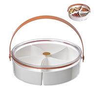 Divided Serving Tray with Lid Snack Tray Reusable Snack Box Container with 5 Compartment Dispenser Dustproof Platter Trays Handle for Desserts