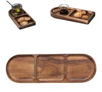 Divider Wooden Tray,Compartment Prevent Flavors Mixing Holder,Wood Serving Trays with Sections,for Home Kitchen Cooking Candy Bread Milk Burrito Potato Chips Nuts Vegetables Fruits (3-Compartment)