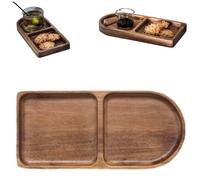 Divider Wooden Tray,Compartment Prevent Flavors Mixing Holder,Wood Serving Trays with Sections,for Home Kitchen Cooking Candy Bread Milk Burrito Potato Chips Nuts Vegetables Fruits (2-Compartment)
