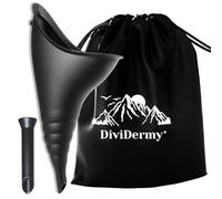 DiviDermy Urinoir Femme Silicone, Portatif Urinoir, Pisse Debout pour Femme, Entonnoir Réutilisable avec Tube d'extension, Toilette Pliable pour en Plein air, Activités, Camping, Voyage, Noir
