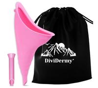 DiviDermy Urinoir Femme Silicone, Portatif Urinoir, Pisse Debout pour Femme, Entonnoir Réutilisable avec Tube d'extension, Toilette Pliable pour en Plein air, Activités, Camping, Voyage, Rose