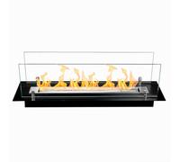 Divina Fire Brûleur de cheminée encastré en acier avec verre de 65 cm