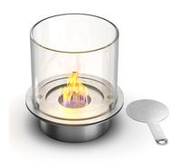 Divina Fire Brûleur Rond avec Verre pour Cheminée Bioéthanol Inox 3 lt d.30