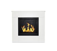Cheminées au bioéthanol - Divina Fire - Cheminée biocarburant en bois encadrée de terre blanche 96x35x90h Michelangelo.