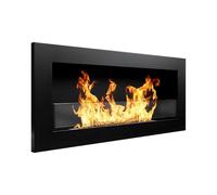 Divina Fire Cheminée Cheminée murale ou encastrée Livourne Noir L 90 x P 12 x H 40 avec verre