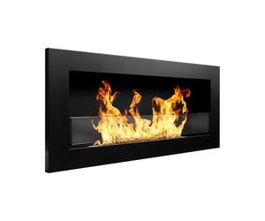 Divina Fire Cheminée Cheminée murale ou encastrée Livourne Noir L 90 x P 12 x H 40 avec verre