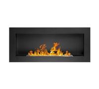 Cheminée moderne au bioéthanol avec cadre mural encastré Lucca Black