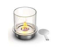 Cheminées au bioéthanol - - Brûleur de cheminée bioéthanol en acier inoxydable rond avec verre