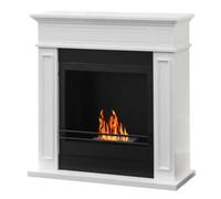 Cheminées au bioéthanol - - Cheminée de salon au bioéthanol sur pied avec cadre Jefferson Eco - Blanc