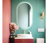 Divina Home Miroir de salle de bain ovale rétro-éclairé réversible OLIVIA LED 50 x 100 fabriqué en Italie