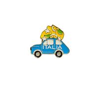 Divina Italian Design, Broche de voiture Italie avec citrons, jaune/rouge/bleu ciel, alliage de zinc émaillé, design côte amalfitaine, fermeture papillon, Compatta, Alliage de zinc émaillé Métal