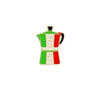 Divina Italian Design Broche Tricolore Moka Italienne, Vert/Blanc/Rouge, Alliage Métallique avec Finition Dorée, 3 x 2,1 cm, Fermeture Papillon