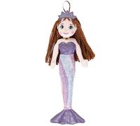 DIVINA Peluche Sirène, poupée sirène en peluche, 35 cm, avec couronne brillante et queue étincelante, MIRA, Italian Design - cod. TOY 6 (Violet)