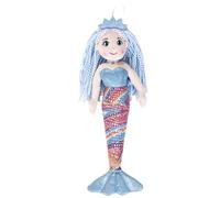 DIVINA Peluche Sirène, poupée sirène en peluche, 35 cm, avec couronne brillante et queue étincelante, MIRA, Italian Design - cod. TOY 6 (Celeste)
