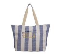DIVINA Sac de plage Ciao Bella, 53 x 37 cm, rayures bleu/beige, toile, poignées en coton, fermeture à glissière, design méditerranéen - BAG 226, Rayures bleues, 53x37 cm
