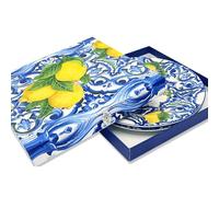 DIVINA SF183 Lot de 2 assiettes en céramique avec motif citrons 19 cm