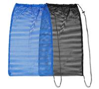Divina Vitae 2 Pièce Sac Filet Plage Sac Jouets Sable Sac en Maille Sac en Filet Sac Balle en Filet Sac Gym avec Cordon Serrage Ajustable pour Natation Voyage Gym(Noir+Bleu)