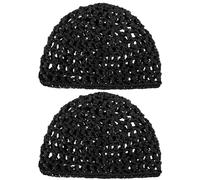 DIVINA VITAE 2 Pièces Filet Cheveux au Crochet Femme Bonnet de Nuit en Maille Filet à Cheveux Nuit Doux en Rayonne au Crochet Maille Filet à Cheveux Dames Chapeau pour Cheveux (Noir)