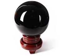Divination Black Crystal Ball Obsidian Crystal Stone Sphere Polished Rock Sphere Decorative Orb for Home Decor Ornaments,7cm