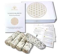 DIVINAYA Coffret Rituels en français + 5 Bâtons de Sauge Blanche Purification a bruler pour la Maison, la méditation. Qualité Premium. Cadeau Spirituel et Zen. Sagesse, clarté, Chance, prospérité.