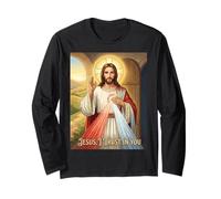 Divine Mercy Image Jesus I Trust in You Prière catholique Manche Longue