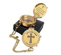 Divine Path Boussole gravée - I Will Guide You - Psaume 32:20,3 cm | Cadeaux inspirants pour hommes et femmes, cadeau spirituel réconfortant pour garçons et filles (Let God Lead)