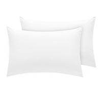 Divine Textiles Drap Housse 100% Satin de Coton Égyptien 400 Fils de 40 cm de Profondeur, blanc, 2 House Wife Pillow Cases