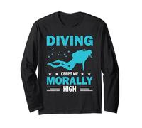 Diving Keeps Me Morally High Dive Funny Scuba Diver Manche Longue