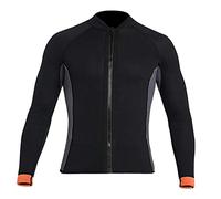 Diving Tops Men Wetsuits Jacket 3mm Neoprene Top Front Zipper Long Sleeves Diving Jacket Keep Warm Swimsuit Surfing Canoeing Snorkeling Scuba Diving Suits (Black XL)