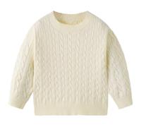 DivingBirds Pull Tricoté pour Garçons et Filles Col Rond Printemps Automne Hiver Jaune Pâle pour 3-4 Ans