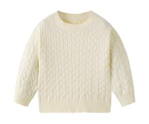 DivingBirds Pull Tricoté pour Garçons et Filles Col Rond Printemps Automne Hiver Jaune Pâle pour 3-4 Ans