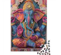 Divinité éléphant Indienne Puzzle 1000 Pièces Papier pour Adultes Art Mandala Jeu de Puzzle 1000 Pièces Décoration Maison Cadeau 52x38cm/1000pcs