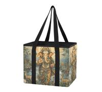 Divinity Art Organiseur de coffre de voiture réutilisable et robuste Grand sac fourre-tout pliable avec longues poignées et fond rigide pour le rangement de la cuisine, les voyages
