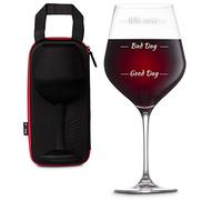 diVinto Verre à vin Géant Who cares avec étui, Grand Verre à vin Drôle avec 3 niveaux d'humeur 860 ml, Cadeau pour Amateur de vin