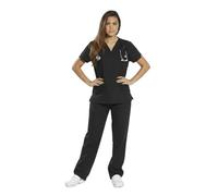 Divisée complète de travail différentes couleurs médicale infirmière OSS sanitaire esthéticienne unisexe Noir Noir Small