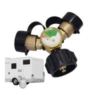 Diviseur de Bouteille de Propane | Adaptateur Y en Laiton Étanche pour Bouteilles de Gaz | Pièces De Rechange QCC Avec Jauge Et Arrêt D'Urgence Pour Cuisinières, Barbecues, Brûleurs Et Chauffages