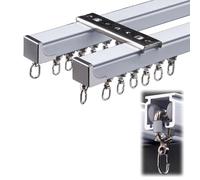 Diviseur de pièce silencieux double K robuste pour salle de bain avec rails en aluminium avec roues en alliage à roulement de charge (200 cm) pour un fonctionnement fluide et une optimisation de