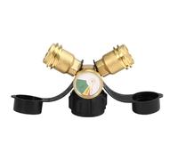 Diviseur De Propane,Raccord QCC Double Voie pour Bouteilles de Gaz Propane - Pièces De Rechange QCC avec Jauge Et Arrêt d'urgence pour Cuisinières, Barbecues, Brûleurs Et Chauffages