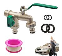Diviseur Double Voies | Robinet Extérieur À Double Bec | Robinet Étanche à Buse pour Jardin Cuisine Salle de Bains Pelouse et Linge