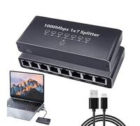 Diviseur Ethernet - Switch Gigabit 8 Ports,Adaptateur 1000Mbps Plug and Play, Extenseur Portable pour PC Murale Maison Streaming Ordinateur Portable Exterieur TV