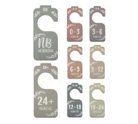 Diviseurs De Garde-robe Pour Bébé En Bois - 8pcs Organisateur De Placard De Pépinière, Neutre De Genre | Étiquettes De Taille De Bébé Boho Double Face, Marqueurs De Cintre De Vêtements, Tri-né Pour To